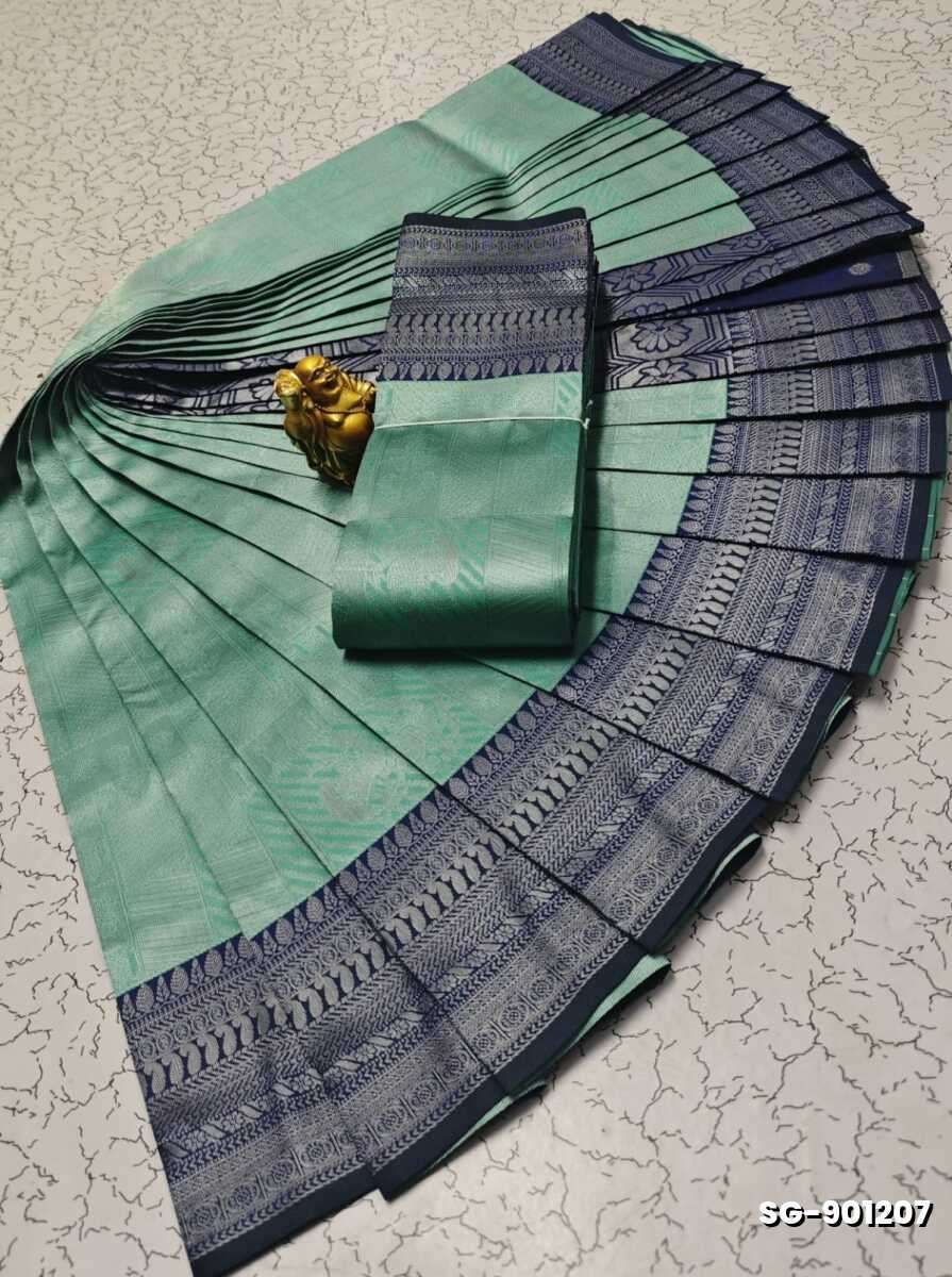 KUBERA ELITE BRIDAL RAPIER FANCY LIGHT WEIGHT SILK TYPE SAREES FUNCTION WEAR SAREE - TEAL COLOUR (5)
