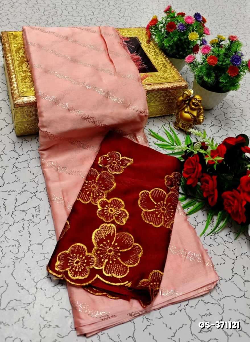 GEORGETTE FANCY SOFT SILK SAREES WITH BLOUSE MODERN FANCY ITEM SAREES - BABY PINK (3)