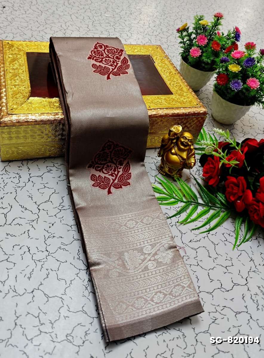 KUBERA ELITE BRIDAL RAPIER FANCY LIGHT WEIGHT SILK TYPE SAREES FUNCTION WEAR SAREE RICH DESIGN ALL OVER BODY - CHOCOLATE COLOR
