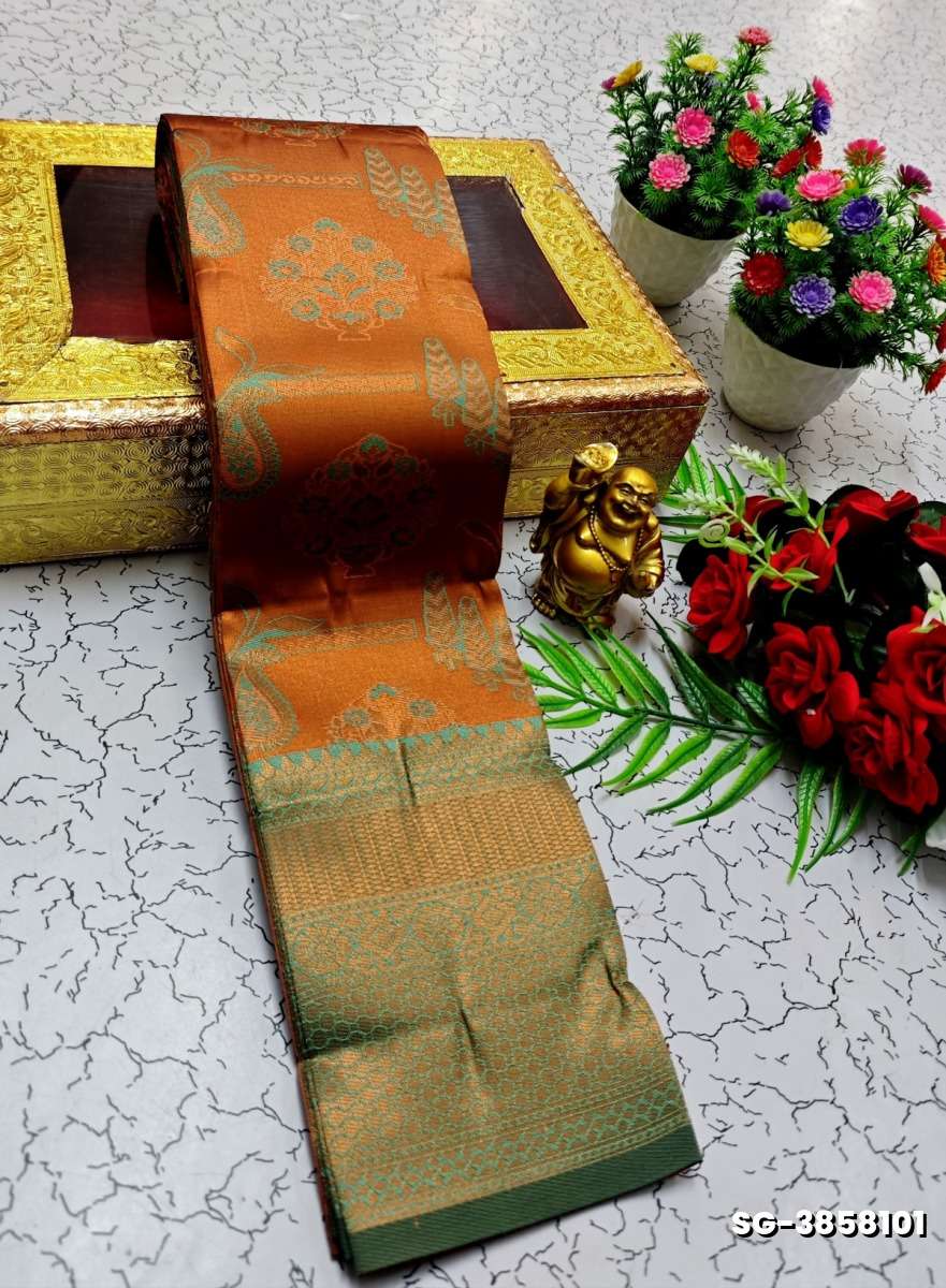 KUBERA ELITE BRIDAL RAPIER FANCY LIGHT WEIGHT SILK TYPE SAREES FUNCTION WEAR SAREE FANCY DESIGN - GOLDEN