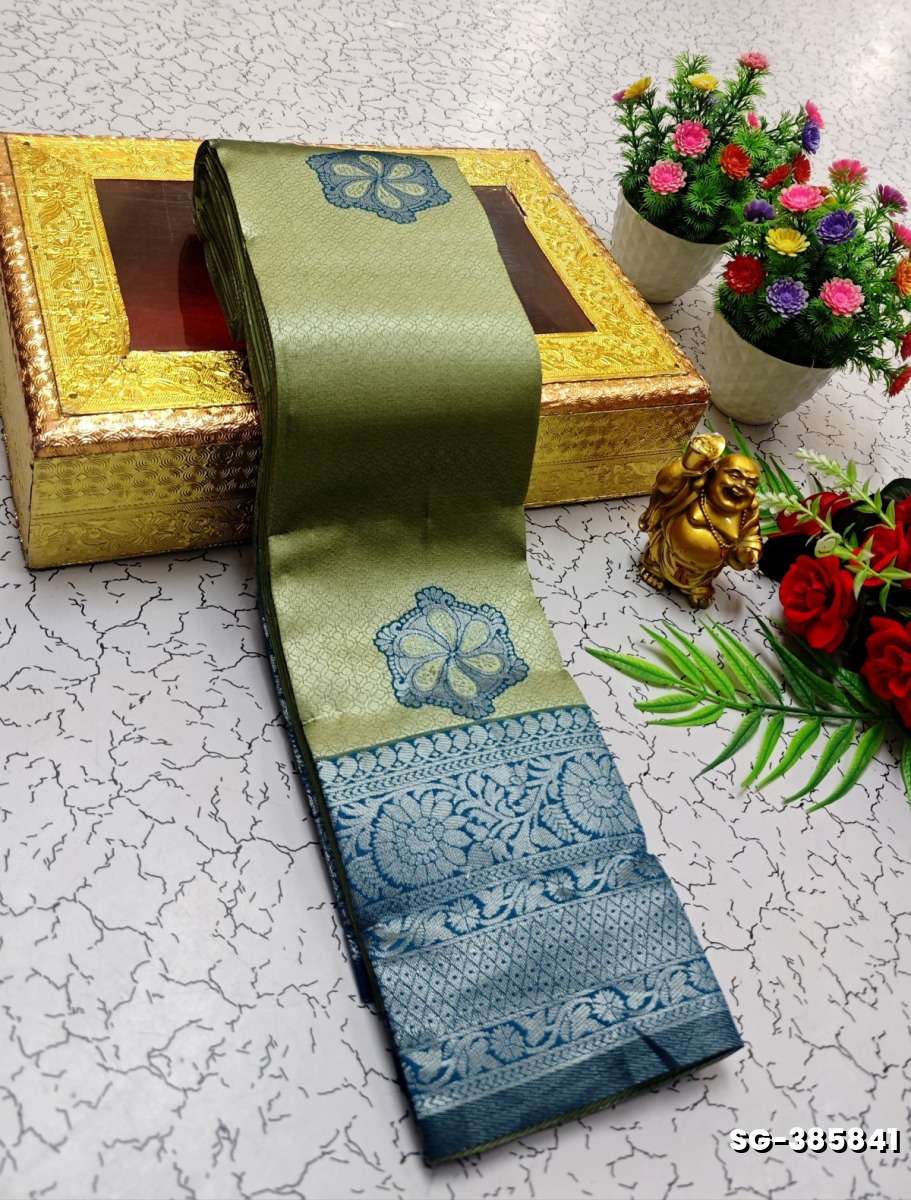 KUBERA ELITE BRIDAL RAPIER FANCY LIGHT WEIGHT SILK TYPE SAREES FUNCTION WEAR SAREE FANCY DESIGN - LIGHT GREEN