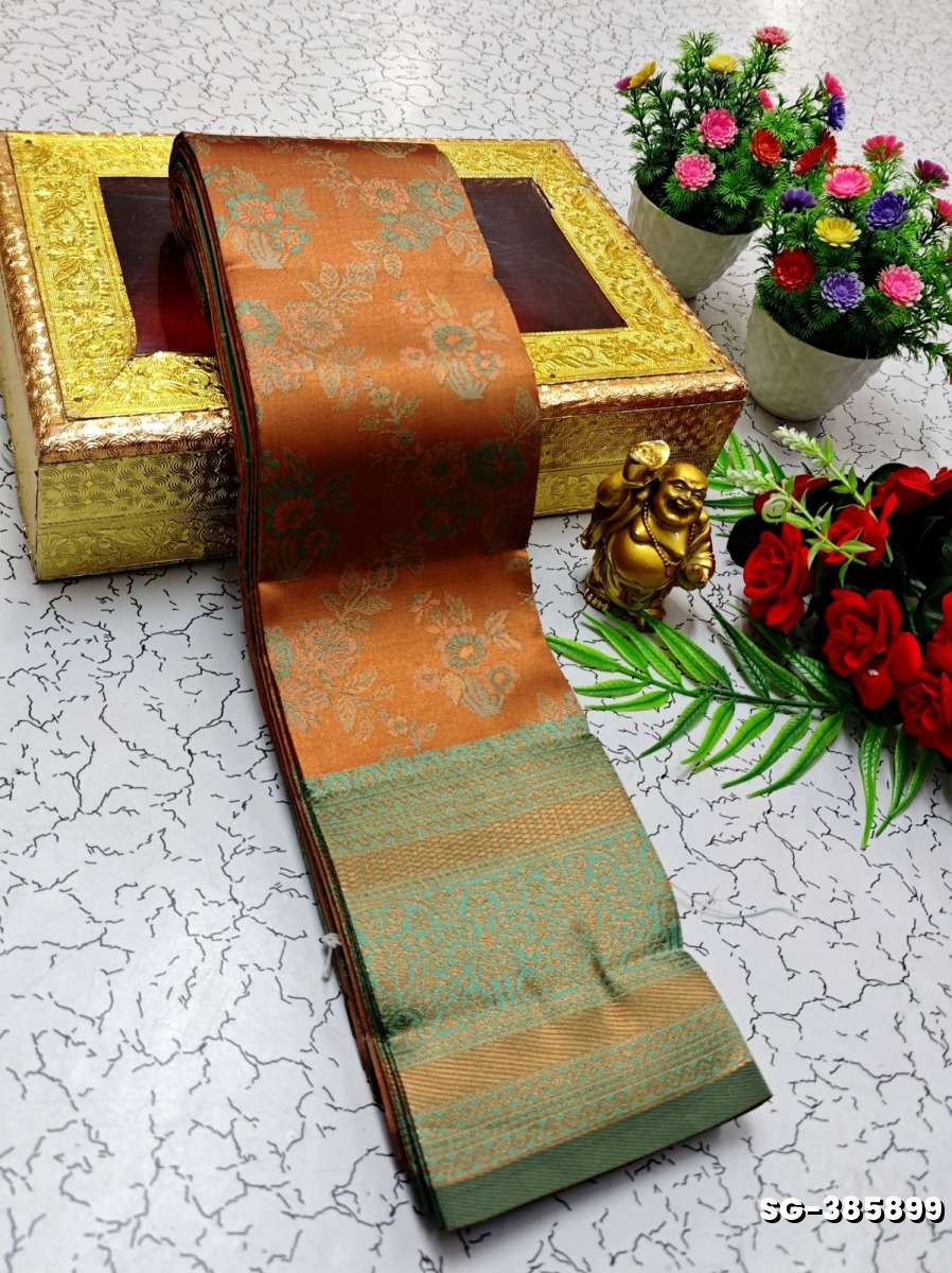 KUBERA ELITE BRIDAL RAPIER FANCY LIGHT WEIGHT SILK TYPE SAREES FUNCTION WEAR SAREE FANCY DESIGN - COPPER COLOR