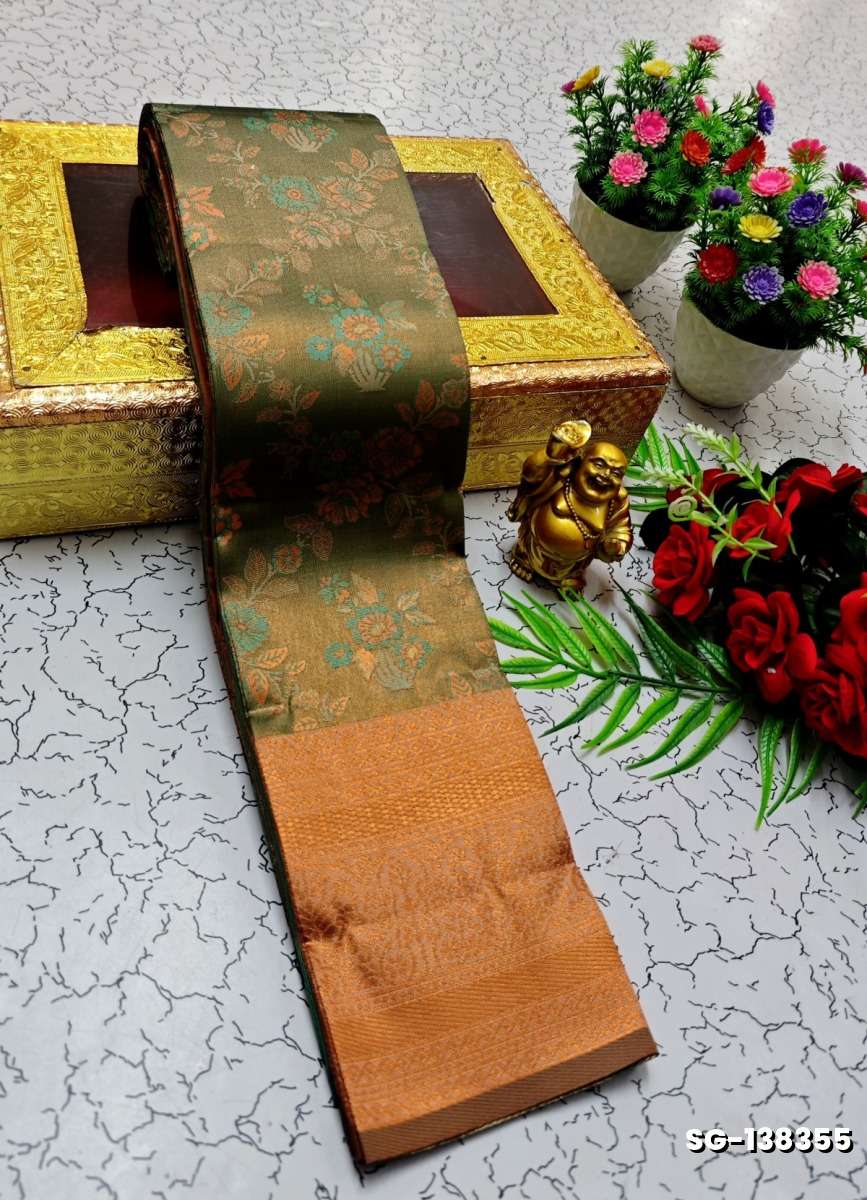 KUBERA ELITE BRIDAL RAPIER FANCY LIGHT WEIGHT SILK TYPE SAREES FUNCTION WEAR SAREE COPPER ZARI MIXED DESIGN - MILD GOLD