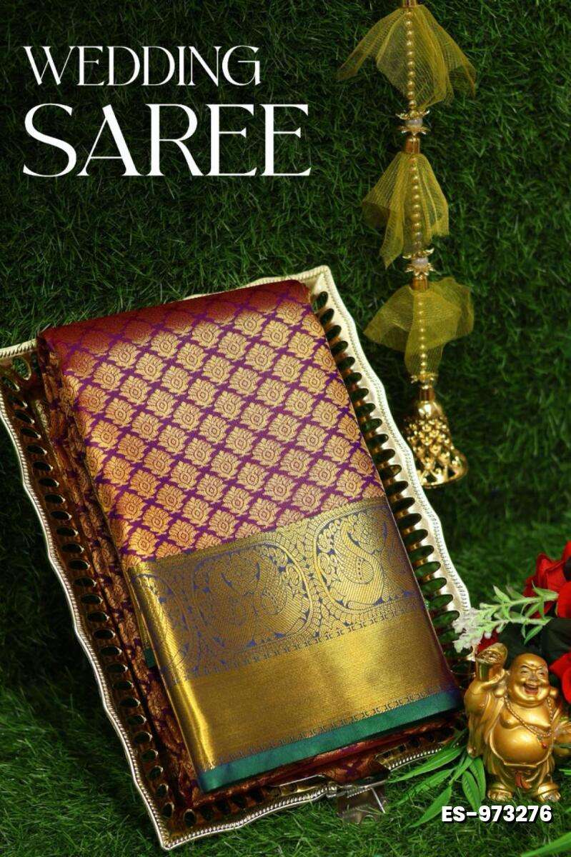 Samuthrika / Vasthrakala Bridal Silk Saree Full And Full Jari Weave Saree Unique Designs - PLUM COLOUR