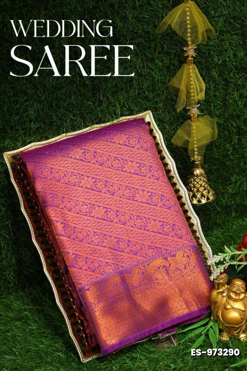 Samuthrika / Vasthrakala Bridal Silk Saree Full And Full Jari Weave Saree Unique Designs - BRINJAL COLOUR