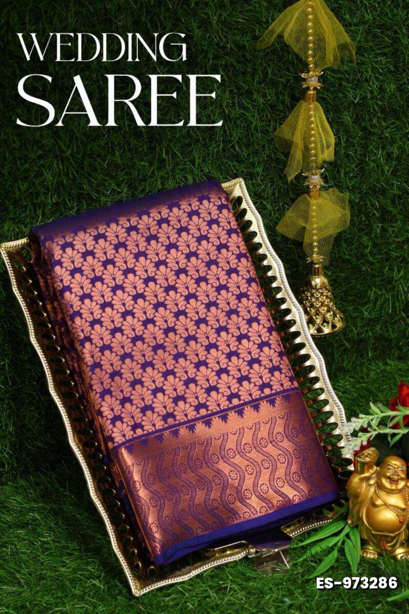 Samuthrika / Vasthrakala Bridal Silk Saree Full And Full Jari Weave Saree Unique Designs - R BLUE