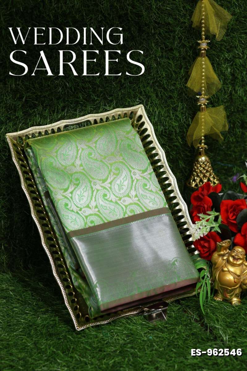 Bridal Silk Perfection  Woven from premium bridal silk — a silk variety revered for its luster, purity, and durability - LIGHT GREEN SHADE