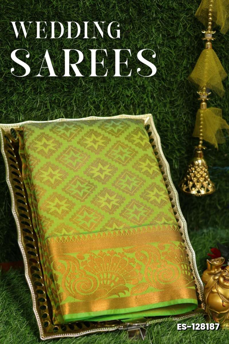 Samuthrika / Vasthrakala Bridal Silk Saree Wedding Saree - FLORAISON GREEN