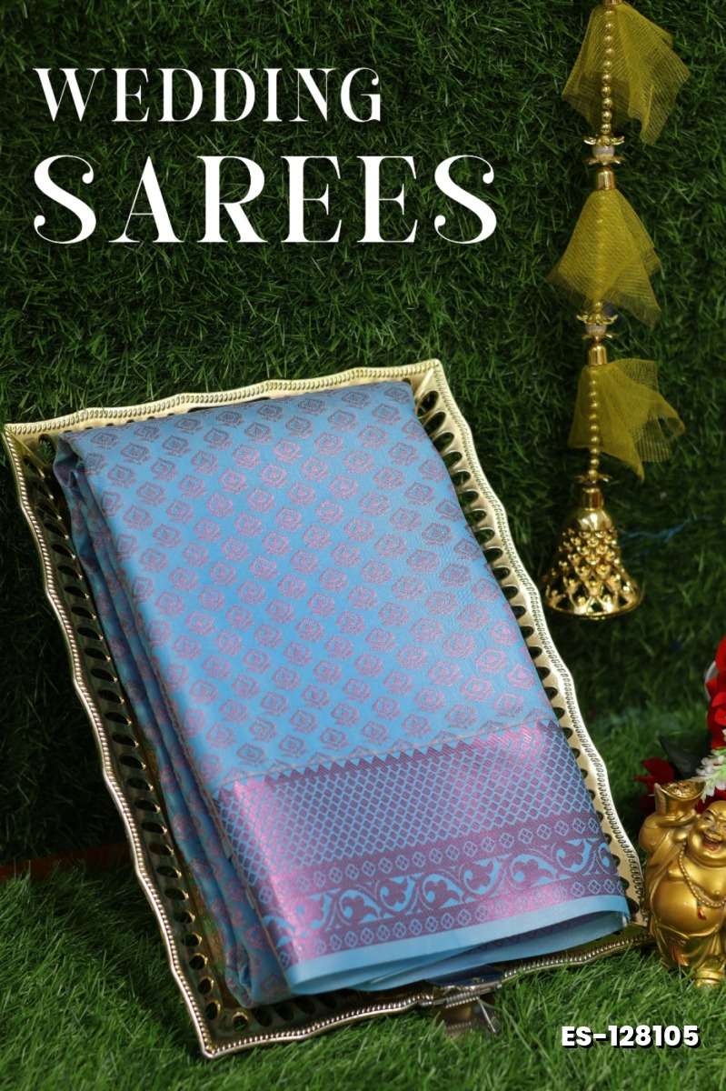 Samuthrika / Vasthrakala Bridal Silk Saree Wedding Saree - SKY BLUE
