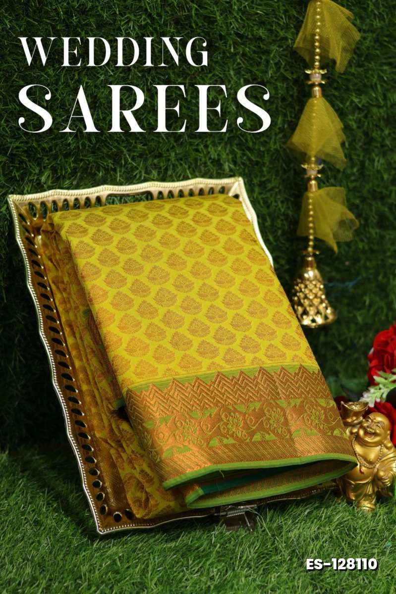 Samuthrika / Vasthrakala Bridal Silk Saree Wedding Saree - YELLOW