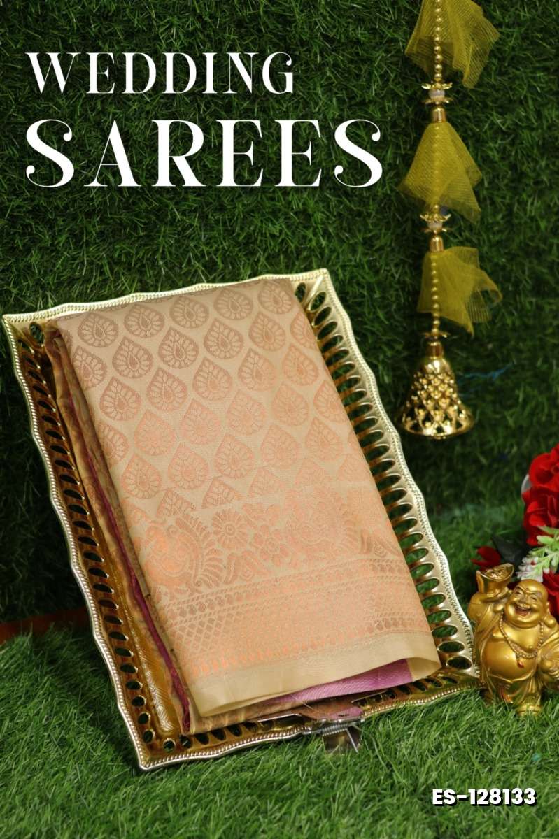 Samuthrika / Vasthrakala Bridal Silk Saree Wedding Saree - CREAM