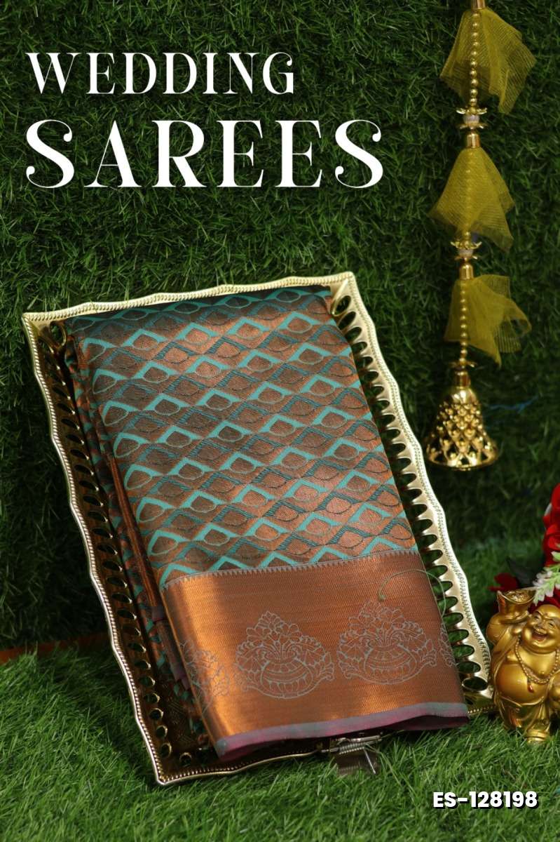 Samuthrika / Vasthrakala Bridal Silk Saree Wedding Saree - LITE TEAL
