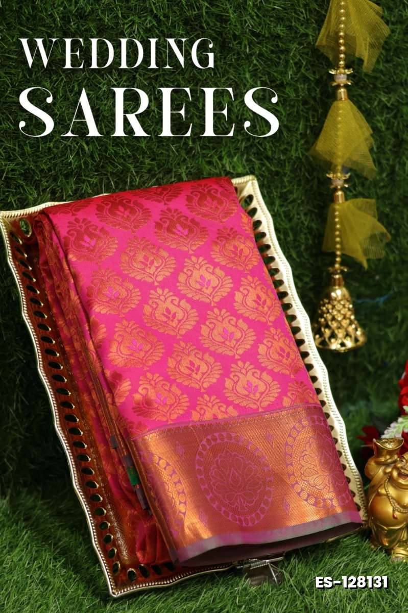 Samuthrika / Vasthrakala Bridal Silk Saree Wedding Saree - DARK PINK