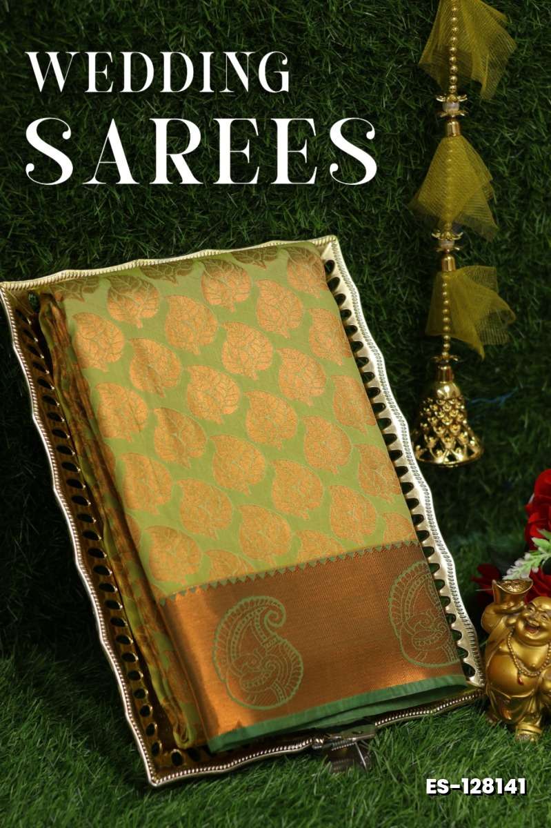 Samuthrika / Vasthrakala Bridal Silk Saree Wedding Saree - LIGHT GREEN
