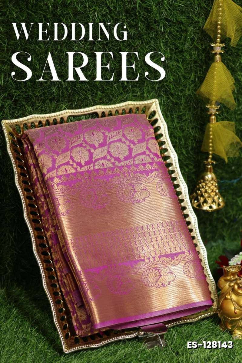 Samuthrika / Vasthrakala Bridal Silk Saree Wedding Saree - LIGHT PINK