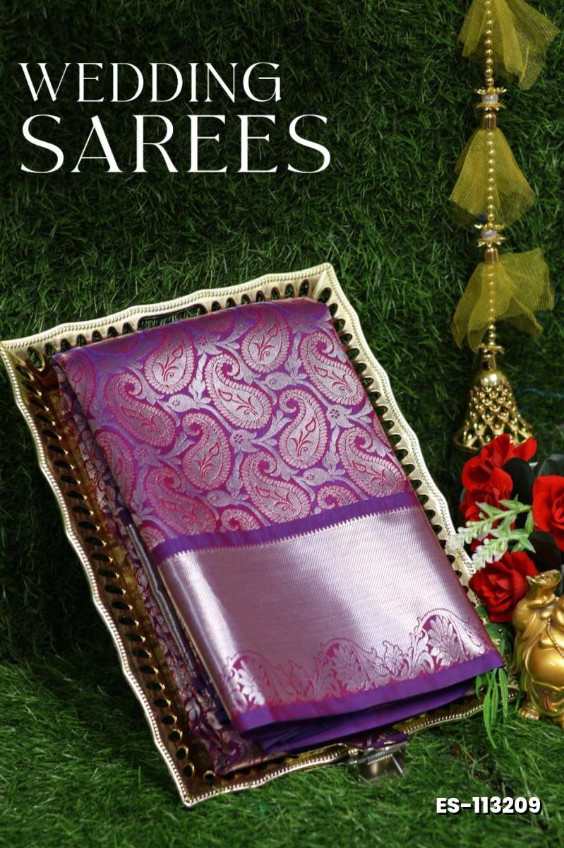Samuthrika / Vasthrakala Bridal Silk Saree Wedding Saree - PURPLE COLOUR