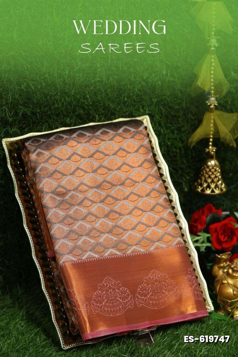 Samuthrika / Vasthrakala Bridal Silk Saree Wedding Saree - GRAY