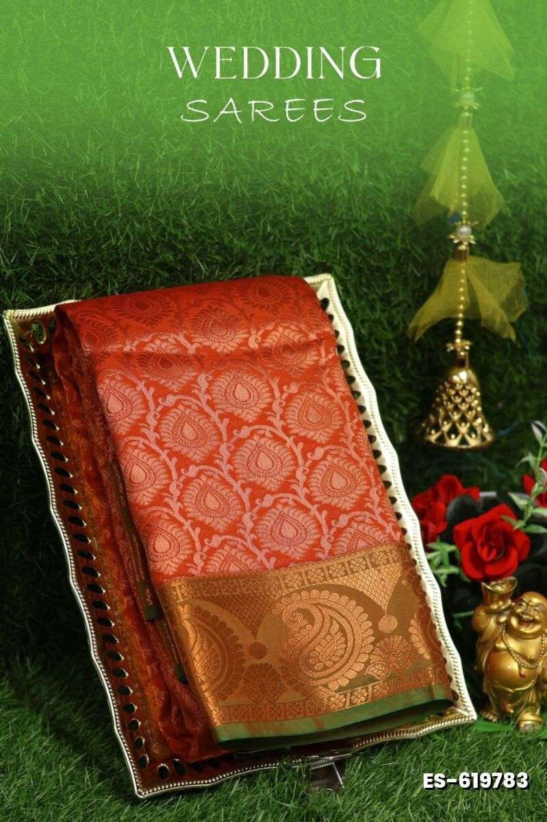 Samuthrika / Vasthrakala Bridal Silk Saree Wedding Saree - TOMATO COLOUR