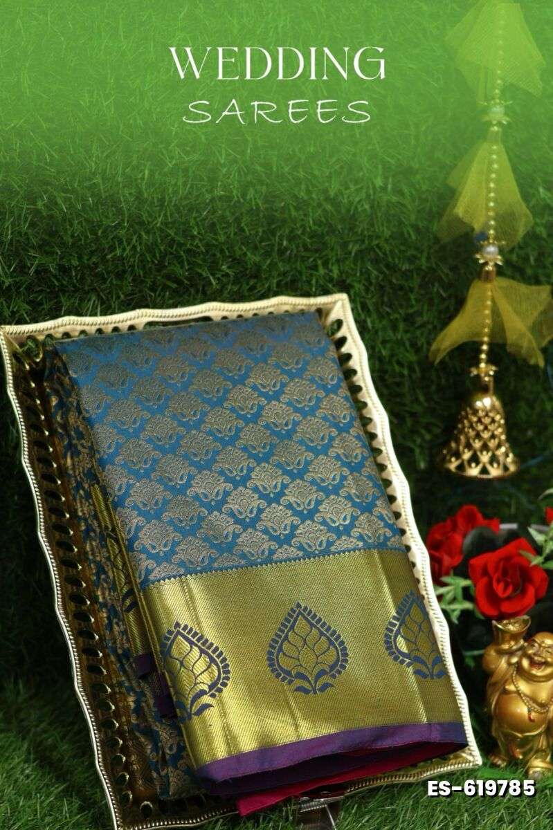 Samuthrika / Vasthrakala Bridal Silk Saree Wedding Saree - BLUE SHADE