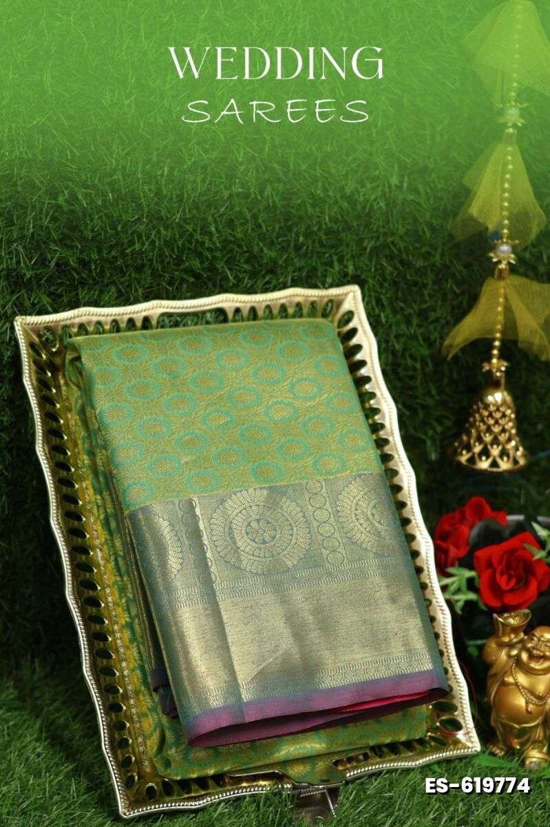 Samuthrika / Vasthrakala Bridal Silk Saree Wedding Saree - EMERALD COLOUR (1)