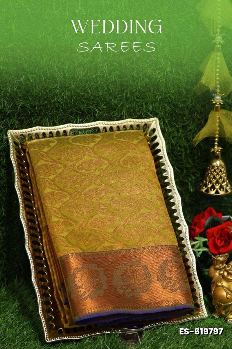 Samuthrika / Vasthrakala Bridal Silk Saree Wedding Saree - LEMON YELLOW