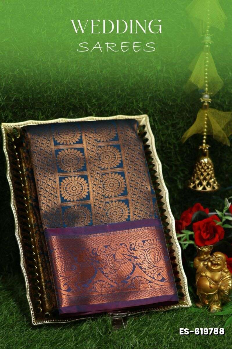 Samuthrika / Vasthrakala Bridal Silk Saree Wedding Saree - PEACKOK BLUE