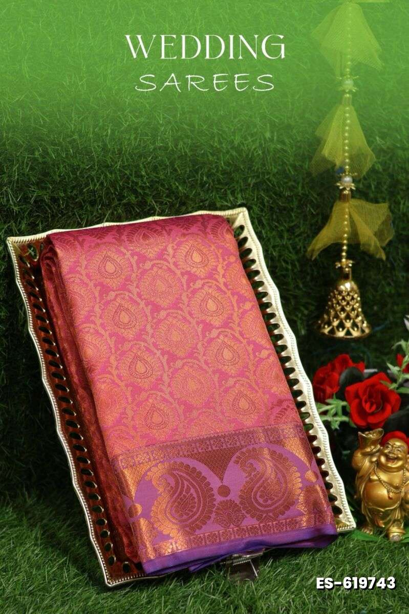 Samuthrika / Vasthrakala Bridal Silk Saree Wedding Saree - LIGHT PINK (2)