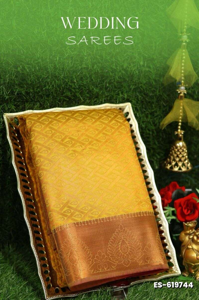 Samuthrika / Vasthrakala Bridal Silk Saree Wedding Saree - LIGHT YELLOW