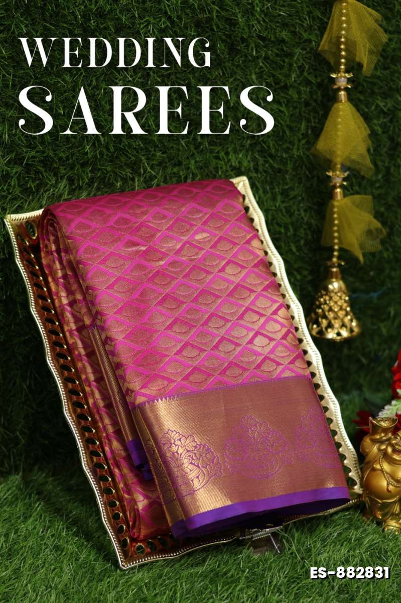 Samuthrika / Vasthrakala Bridal Silk Saree Wedding Saree - DARK PINK (3)
