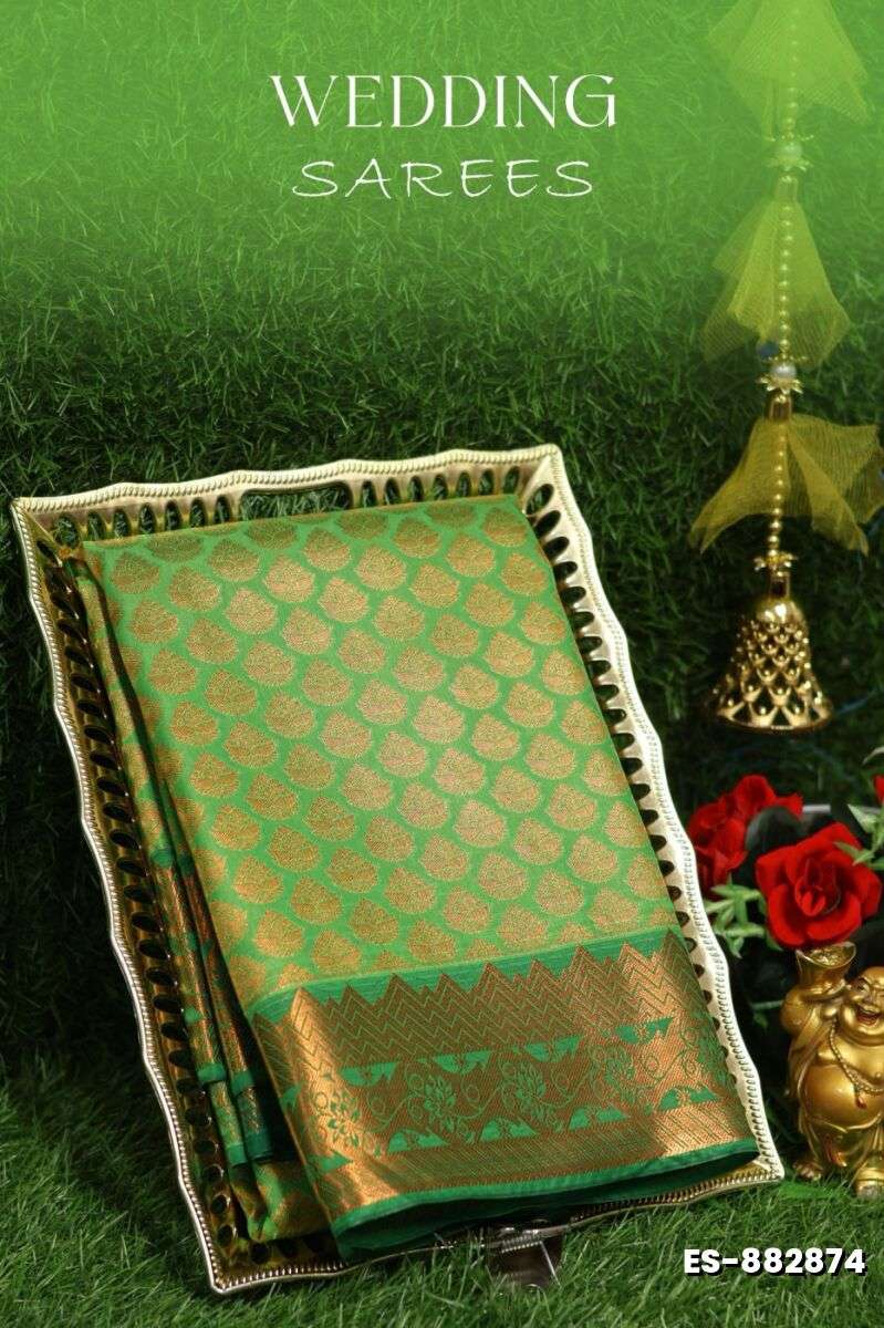 Samuthrika / Vasthrakala Bridal Silk Saree Wedding Saree - EMERALD COLOUR (2)