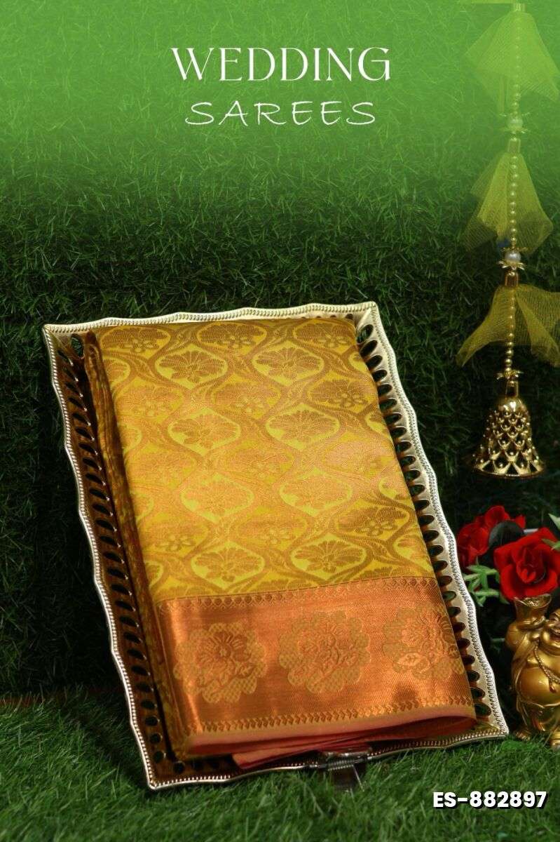 Samuthrika / Vasthrakala Bridal Silk Saree Wedding Saree - LEMON YELLOW (1)