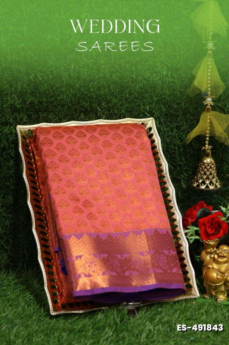 Samuthrika / Vasthrakala Bridal Silk Saree Wedding Saree - LIGHT PINK (4)