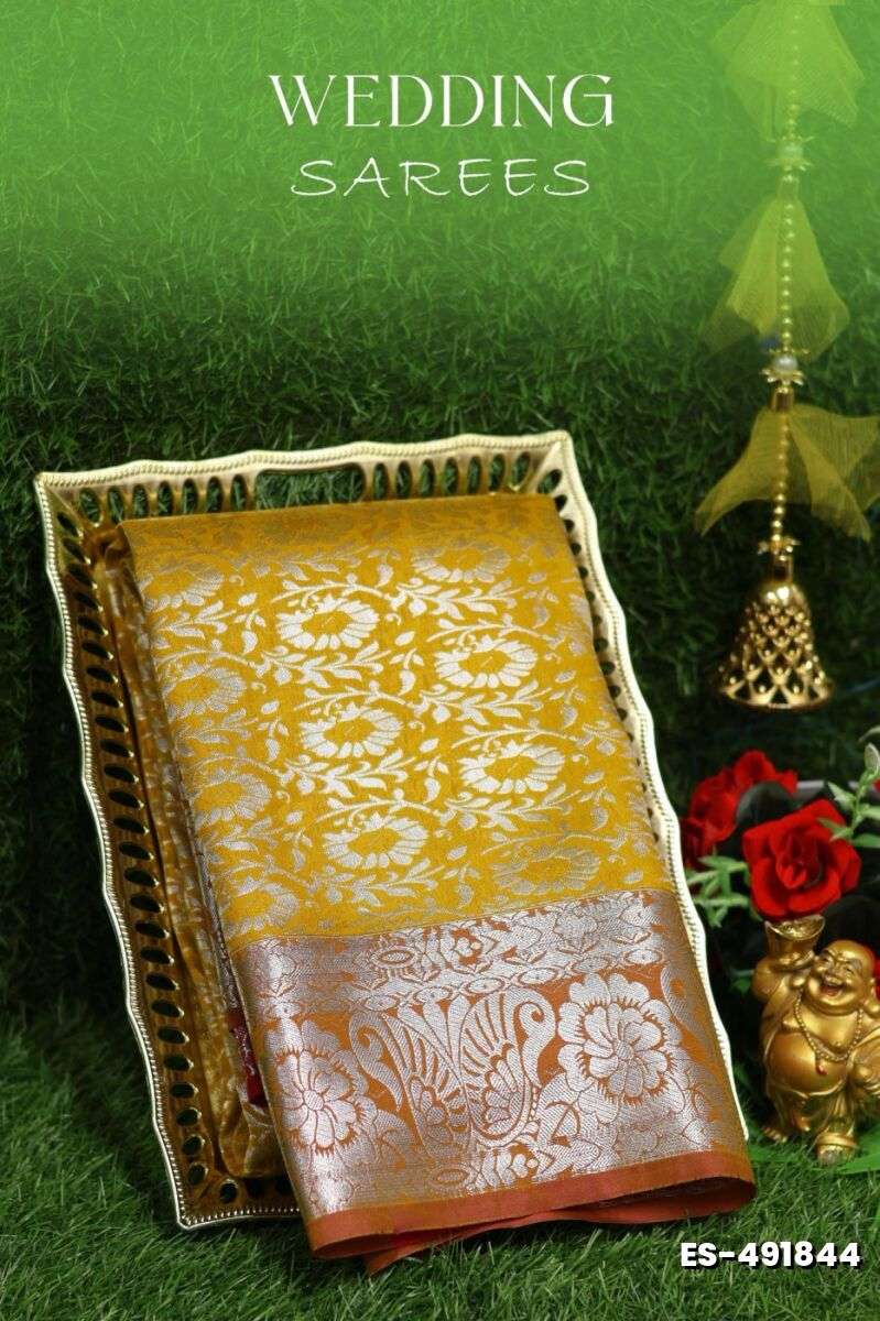 Samuthrika / Vasthrakala Bridal Silk Saree Wedding Saree - LIGHT YELLOW (1)