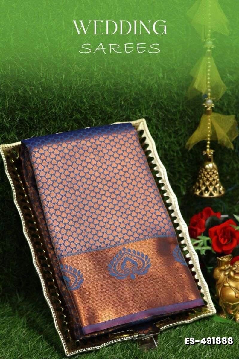 Samuthrika / Vasthrakala Bridal Silk Saree Wedding Saree - PEACKOK BLUE (1)