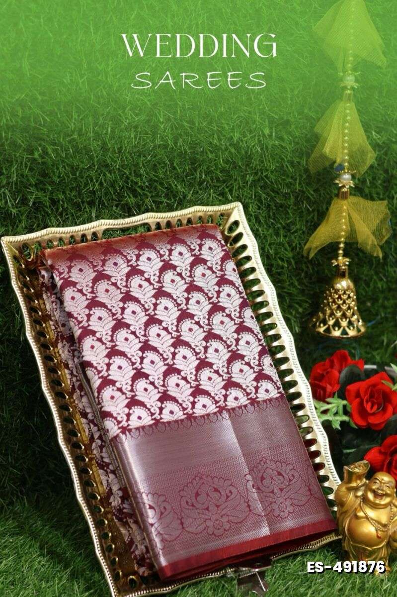 Samuthrika / Vasthrakala Bridal Silk Saree Wedding Saree - PLUM COLOUR (1)