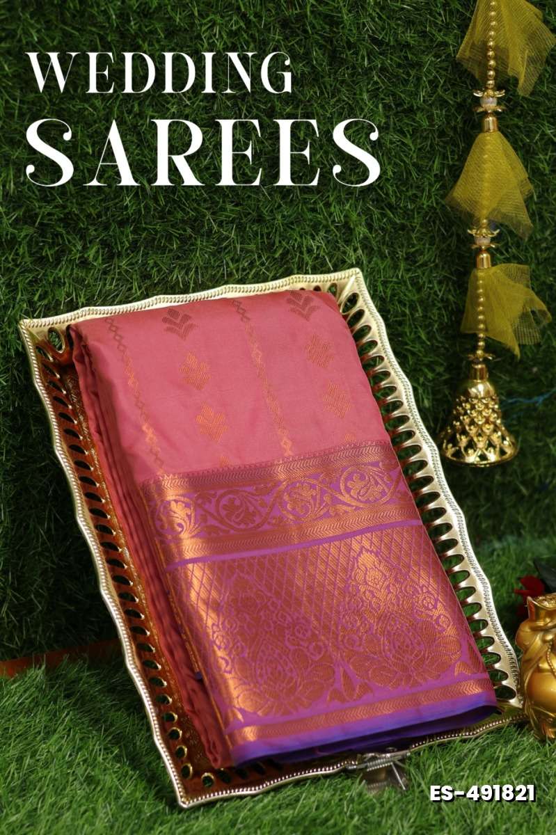Samuthrika / Vasthrakala Bridal Silk Saree Wedding Saree - BABY PINK (1)