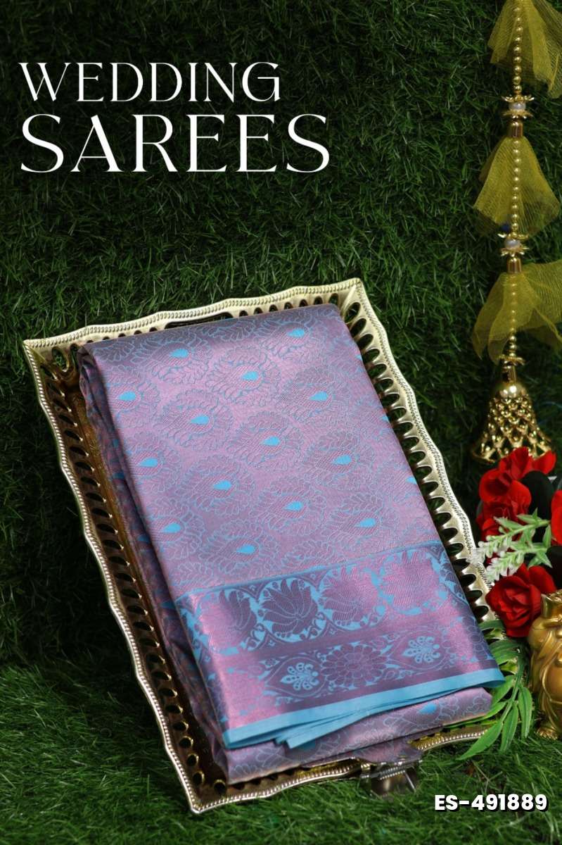 Samuthrika / Vasthrakala Bridal Silk Saree Wedding Saree - BLUE COLOUR (2)