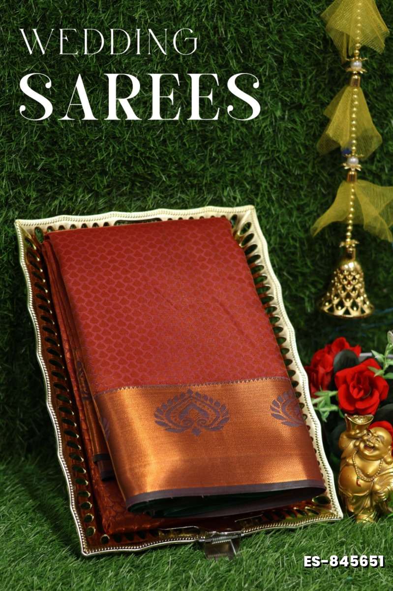 Bridal silk gold silvar and copper zari weave and wedding art silk sarees - ONIYAN PINK (5)