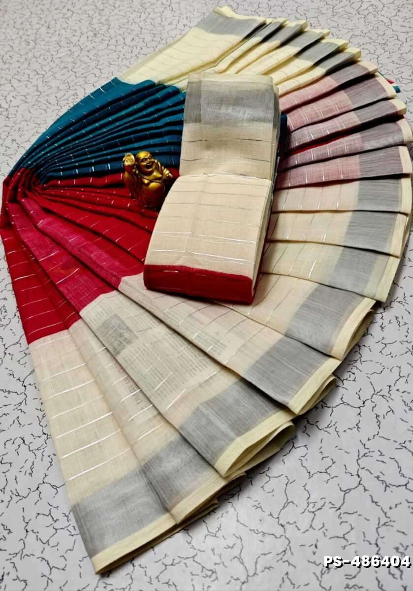 PUSHPA 2 LINEN COTTON SAREES - RED (1)