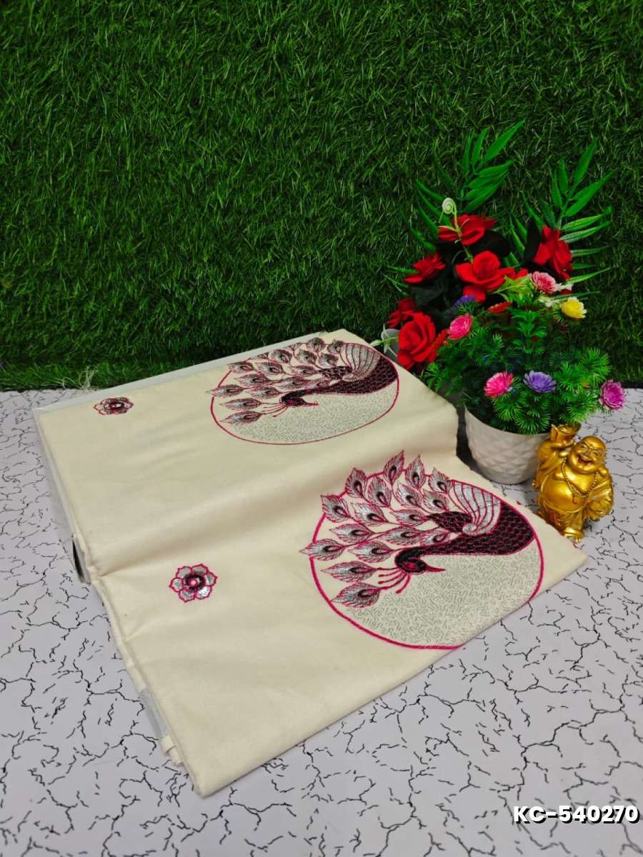 Trending kerala onam special kasavu saree full work embossed digital printing cotton saree collections - IVORY COLOUR (9)