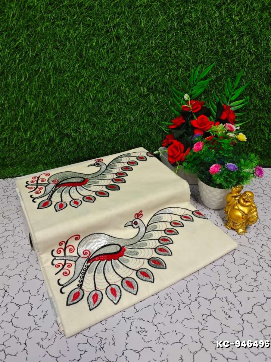 Trending kerala onam special kasavu saree full work embossed digital printing cotton saree collections - WHITE N (14)
