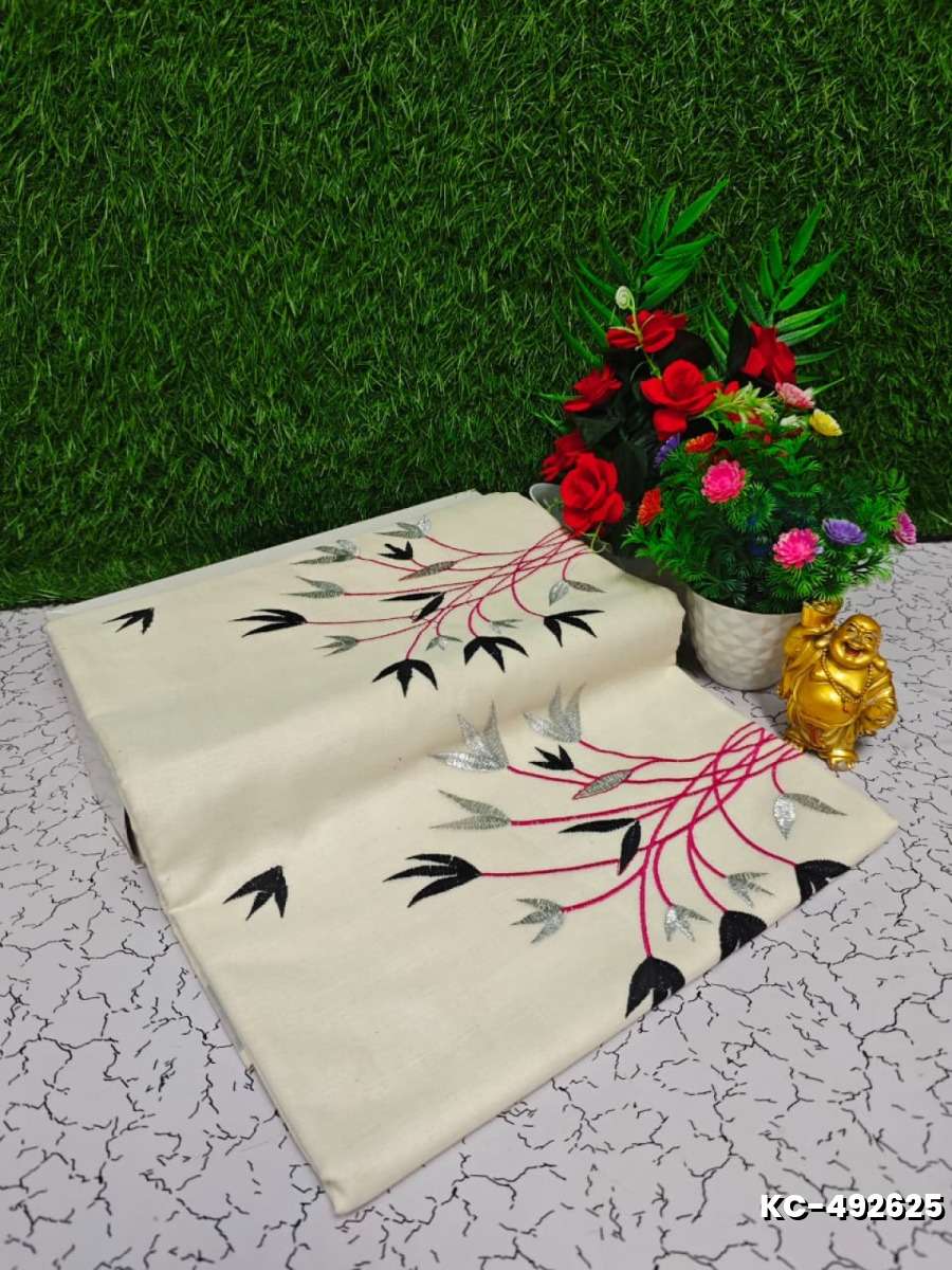 Trending kerala onam special kasavu saree full work embossed digital printing cotton saree collections - WHITE (17)