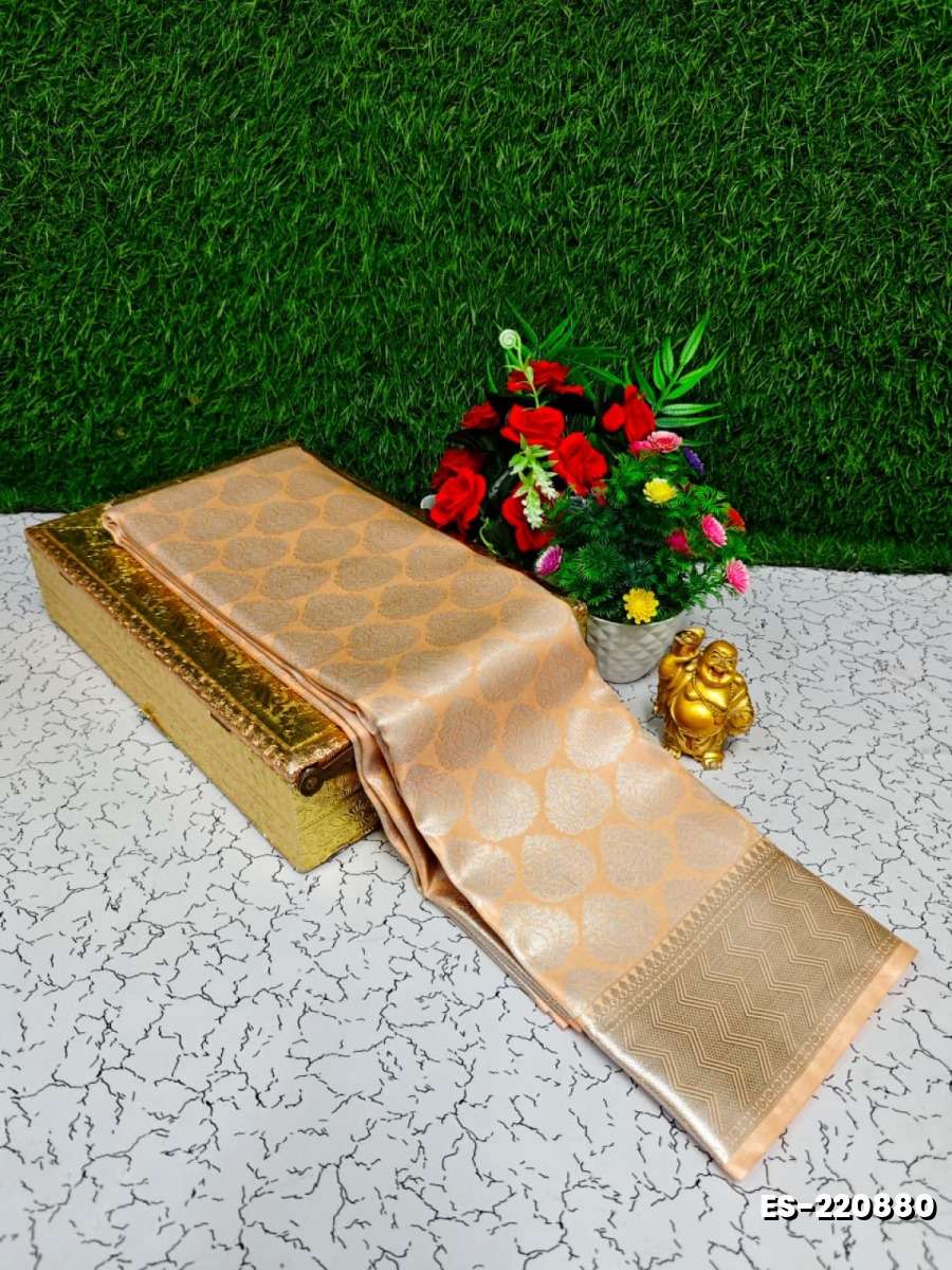 Bridal silk gold silvar and copper zari weave and wedding art silk sarees - TANGERINE COLOUR (1)
