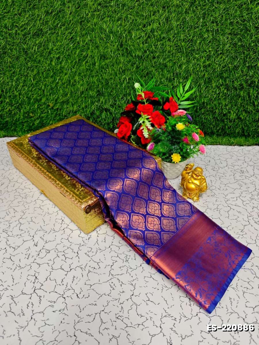 Bridal silk gold silvar and copper zari weave and wedding art silk sarees - R BLUE (3)