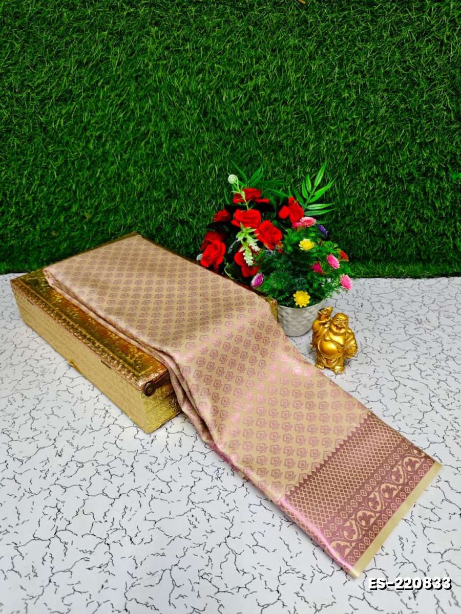 Bridal silk gold silvar and copper zari weave and wedding art silk sarees - CREAM (4)