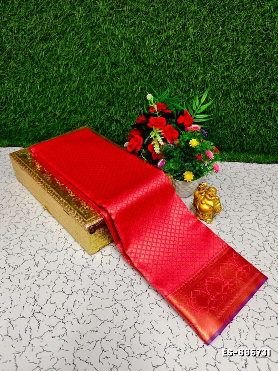 Bridal Silk Gold Silvar And Copper Zari Weave And Wedding Art Silk Sarees - DARK PINK (9)