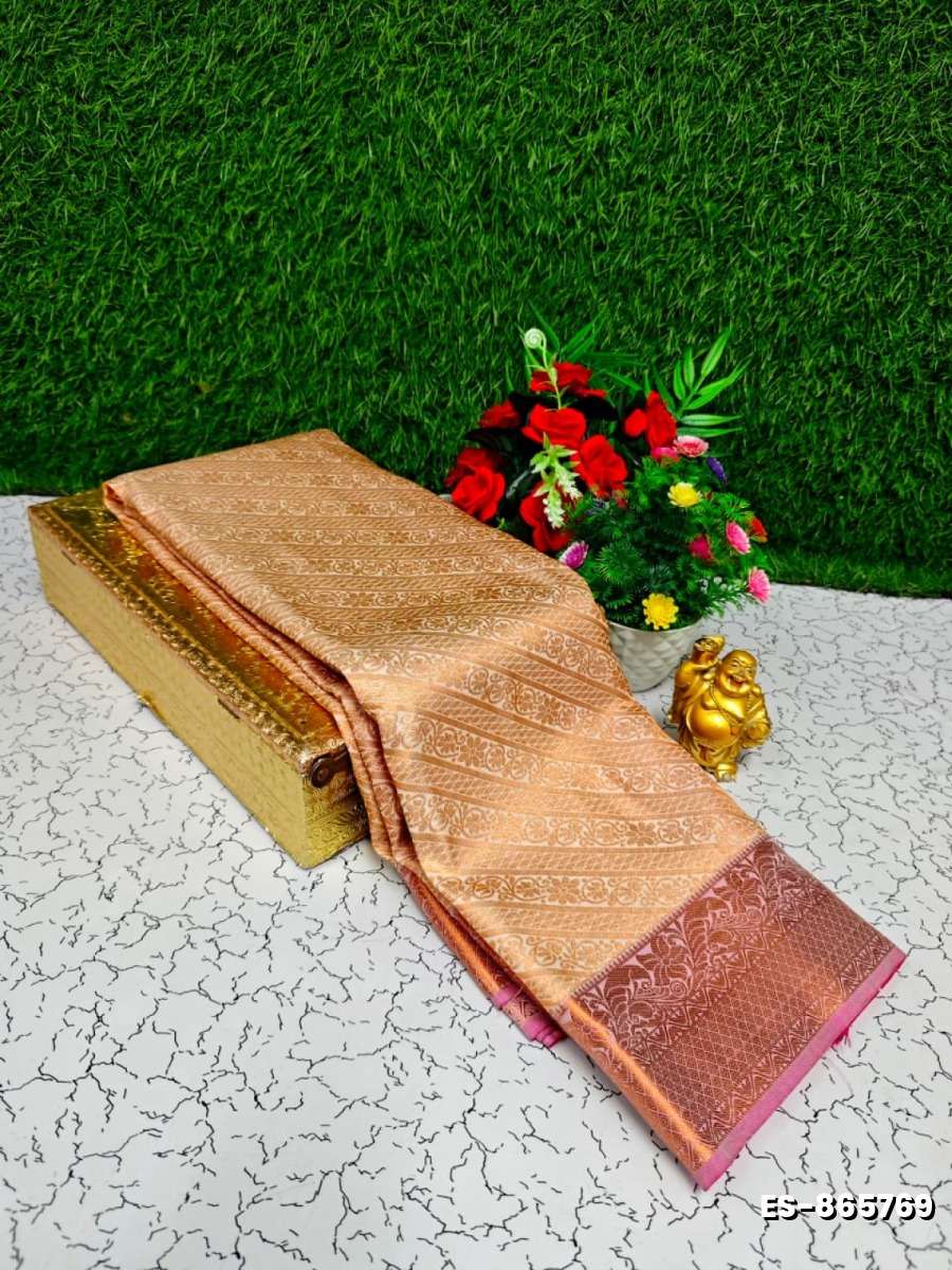 Bridal Silk Gold Silvar And Copper Zari Weave And Wedding Art Silk Sarees - BEIGE COLOUR (10)