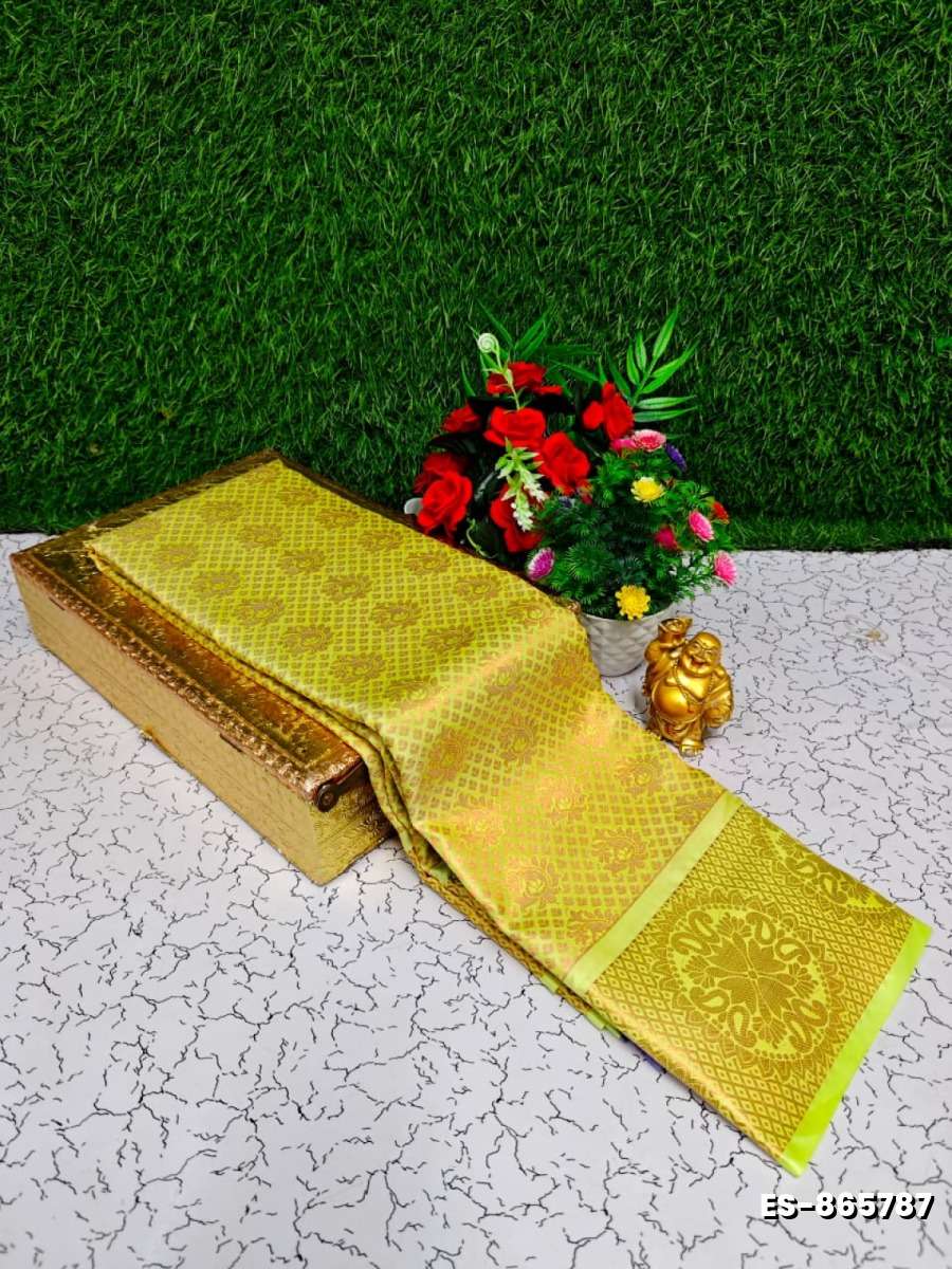 Bridal Silk Gold Silvar And Copper Zari Weave And Wedding Art Silk Sarees - FLORAISON GREEN (10)