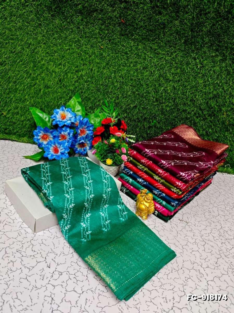 Fancy Print  Office Wear Cotton Sarees All Over Body Cross Line Dots And Little Leaf Design trailing pattern Premium Look lightweight Comfortable Wear - EMERALD COLOUR
