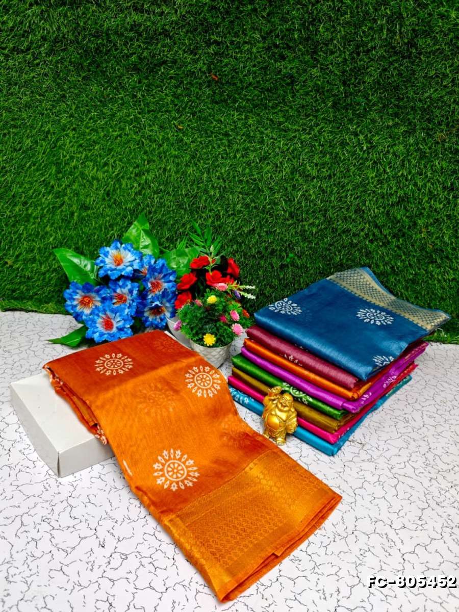 Fancy Print  Office Wear Cotton Sarees All Over Body Circle Poo Design Premium Look lightweight Comfortable Wear - VENTHAYA COLOUR